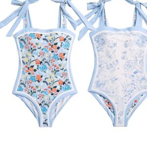 Cute Reversible Floral Blue elegant Bustier